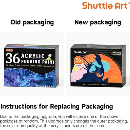 Shuttle Art Pouring Acrylfarben Set, 36 Farben, Leinwand