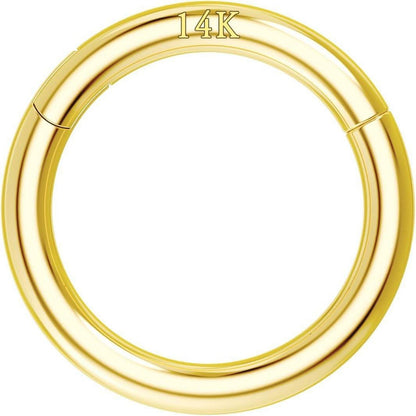 14K Gold Scharnier Clicker Ring für Lippe, Nase, Helix, Daith, Tragus, Septum