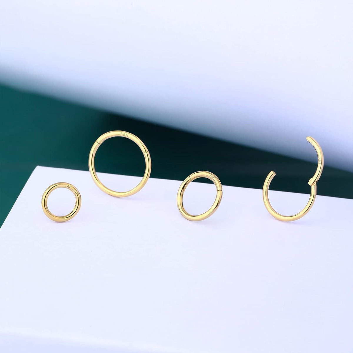 14K Gold Scharnier Clicker Ring für Lippe, Nase, Helix, Daith, Tragus, Septum