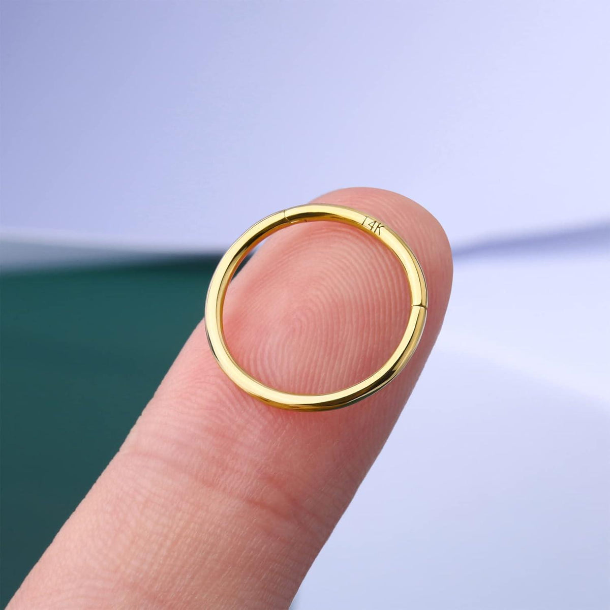 14K Gold Scharnier Clicker Ring für Lippe, Nase, Helix, Daith, Tragus, Septum