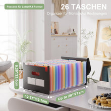 Dokumentenmappe A4 26 Fächer Ordnungsmappe Labeln Organizer Black