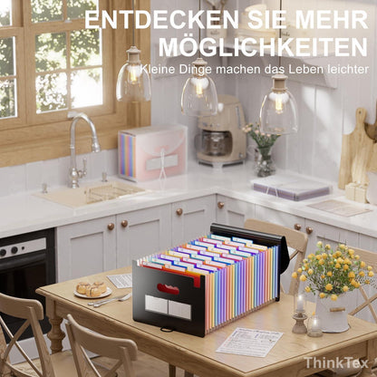 Dokumentenmappe A4 26 Fächer Ordnungsmappe Labeln Organizer Black
