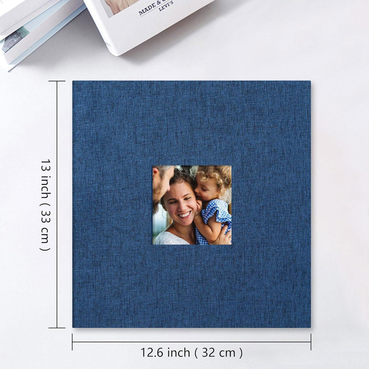 Selbstklebendes Fotoalbum Leinen 33x32cm Blau 120 Seiten für 600 Fotos