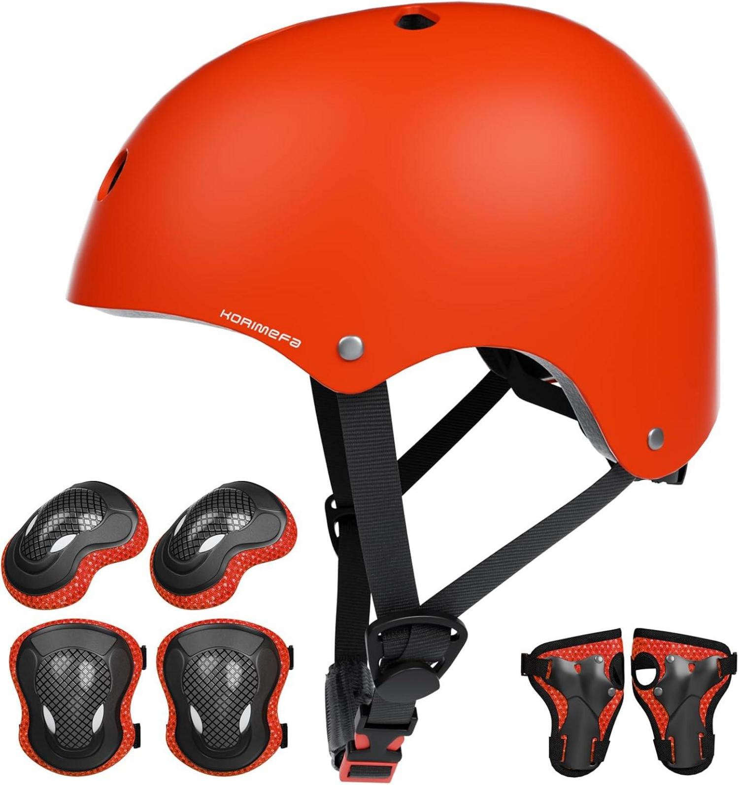 Kinder Fahrradhelm Skaterhelm Verstellbar für 3-13 Jahre Rot