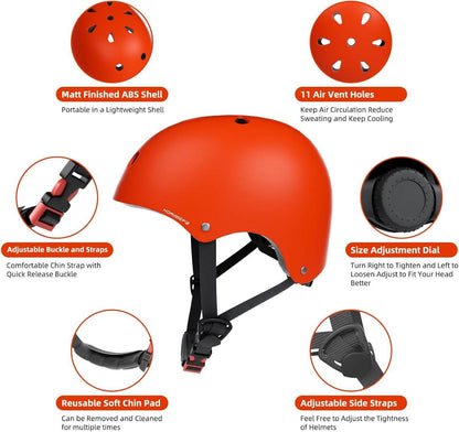 Kinder Fahrradhelm Skaterhelm Verstellbar für 3-13 Jahre Rot