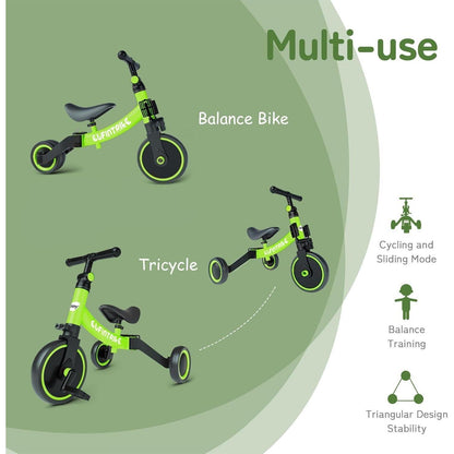 Kinderdreirad Laufrad 5-in-1 Lauflernhilfe ab 1-4 Jahre Grün