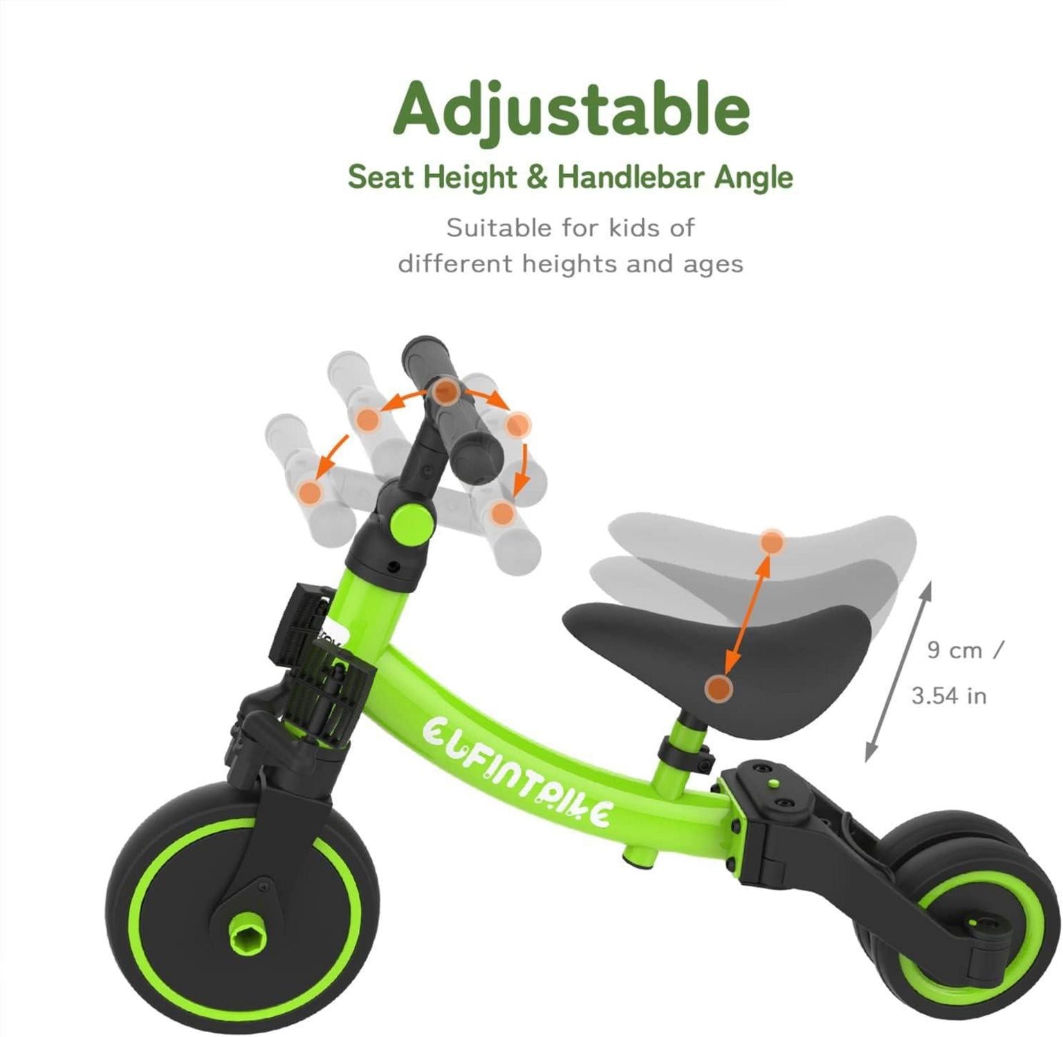 5-in-1 Kinder Laufrad Dreirad Lauffahrrad Laufhilfe - Grün