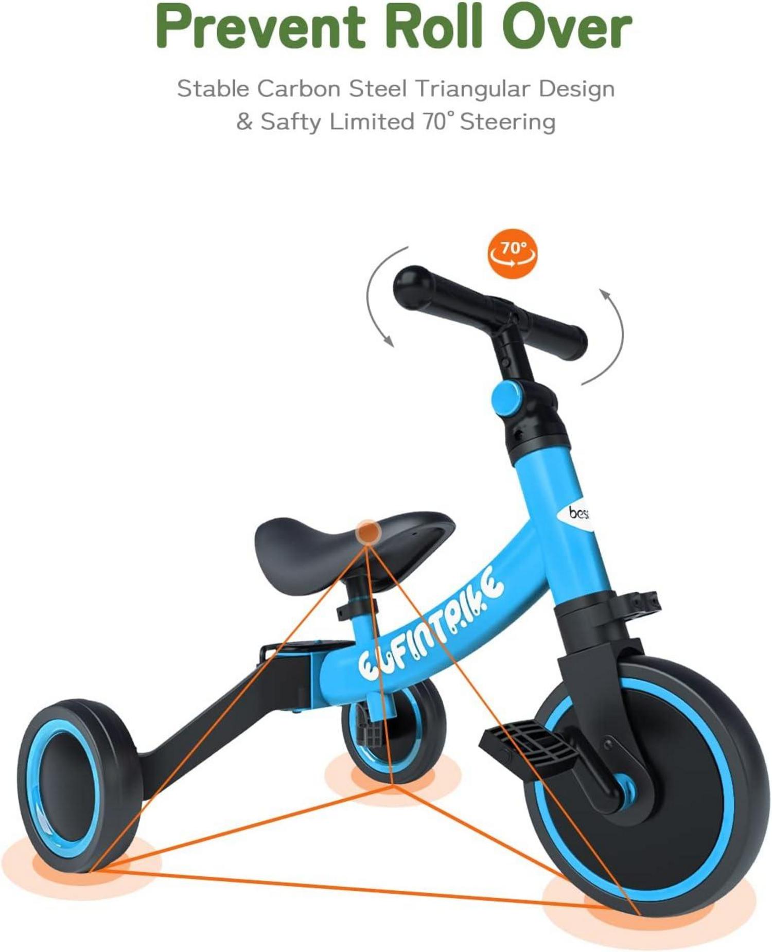 besrey 5 in 1 Kinder Laufrad Lauffahrrad für Kinder ab 1-4 Jahren - Blau