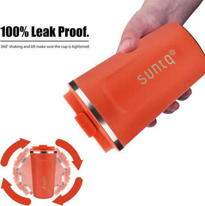 SUNTQ Edelstahl Kaffeebecher to go Thermobecher Isoliert Orange 380ml