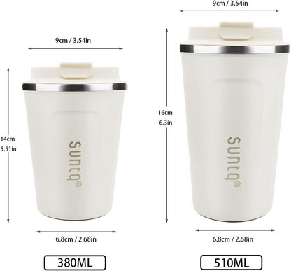 SUNTQ Kaffeebecher to go Edelstahl Thermobecher 380ml