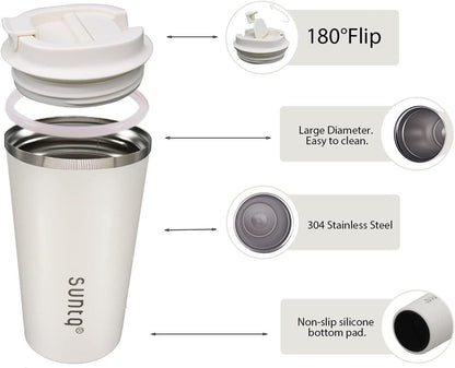 SUNTQ Kaffeebecher to go Edelstahl Thermobecher Doppelwand Isoliert