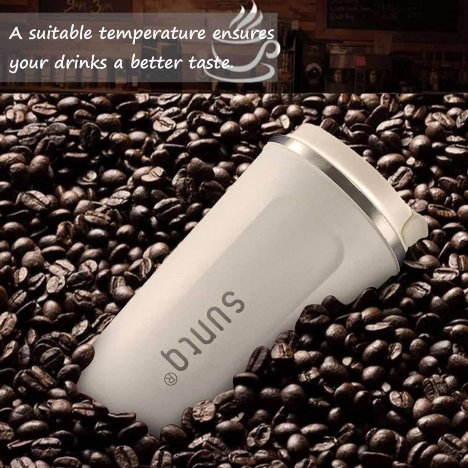 SUNTQ Kaffeebecher to go Edelstahl Doppelwand Isoliert Auslaufsicher