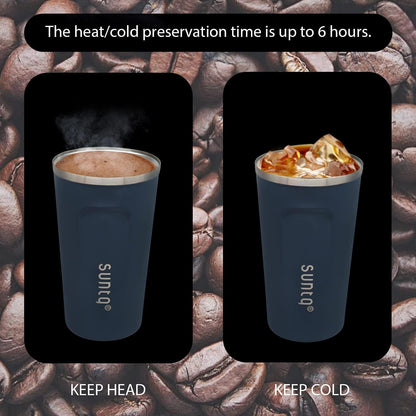 SUNTQ Edelstahl Kaffeebecher to go, Thermobecher 380ml Schwarzblau