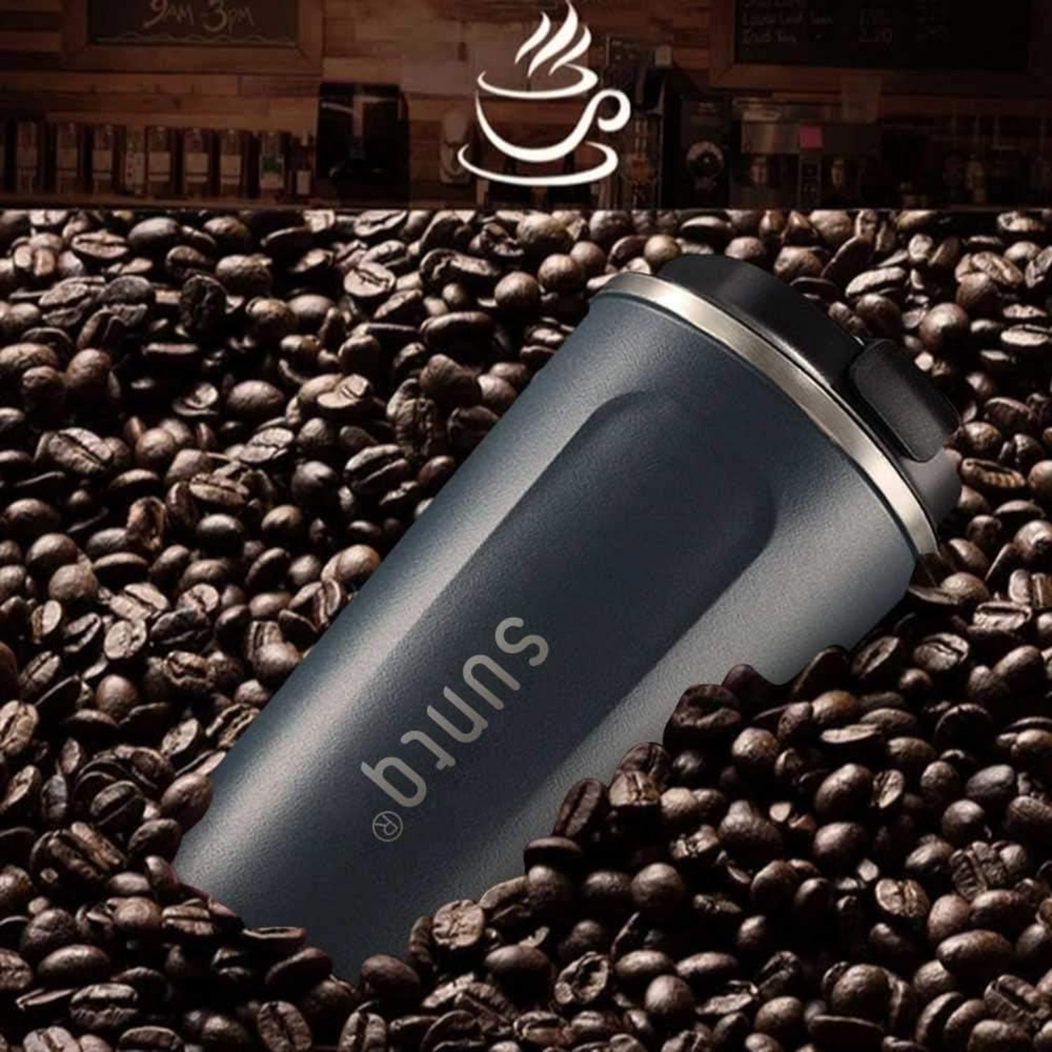 SUNTQ Edelstahl Kaffeebecher to go, Thermobecher 380ml Schwarzblau