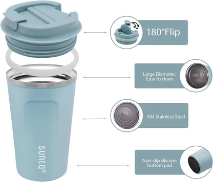 Isolierter Kaffeebecher to go aus Edelstahl mit Deckel