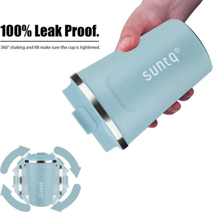 Kaffeebecher to go Edelstahl Doppelwand Isoliert Auslaufsicher Blau 380ml