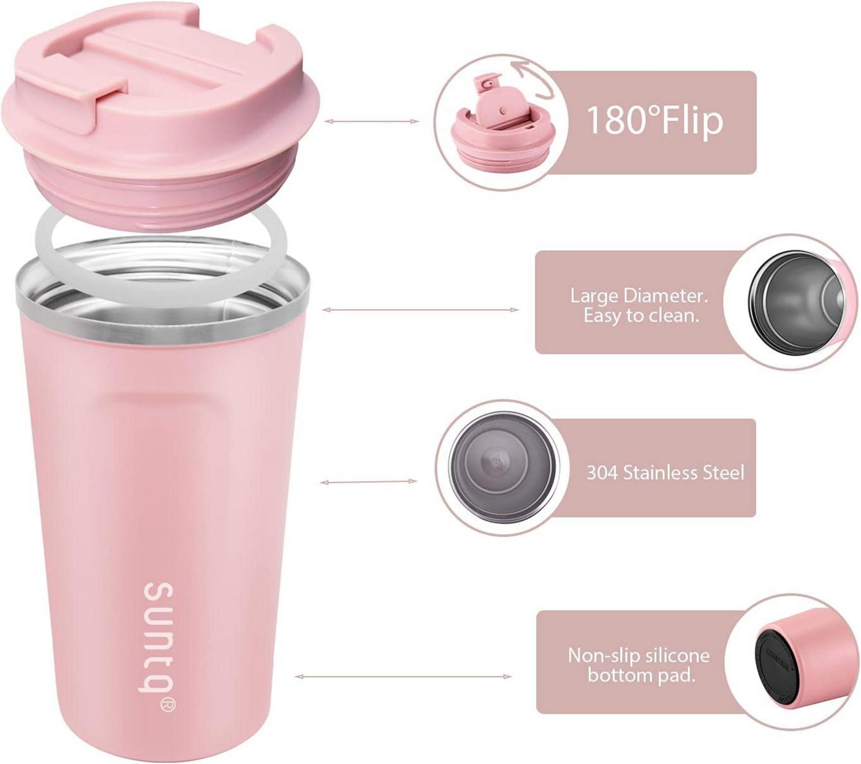 SUNTQ Kaffeebecher to go Edelstahl Thermobecher Doppelwand Isoliert