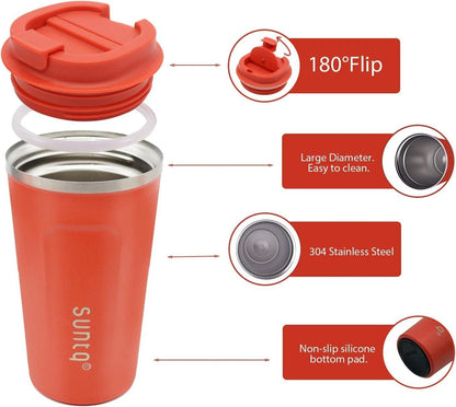 SUNTQ Kaffeebecher to go Edelstahl Thermobecher Doppelwand Isoliert