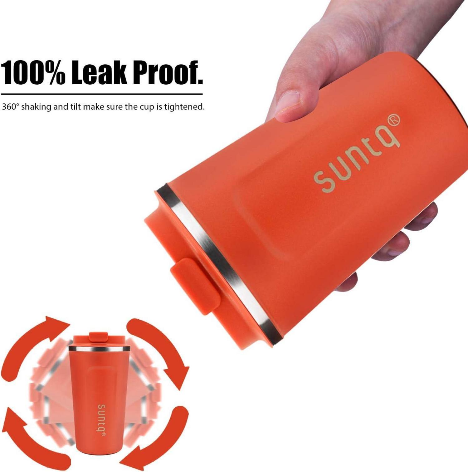 SUNTQ Kaffeebecher to go Edelstahl Thermobecher doppelwandig 510ml Orange