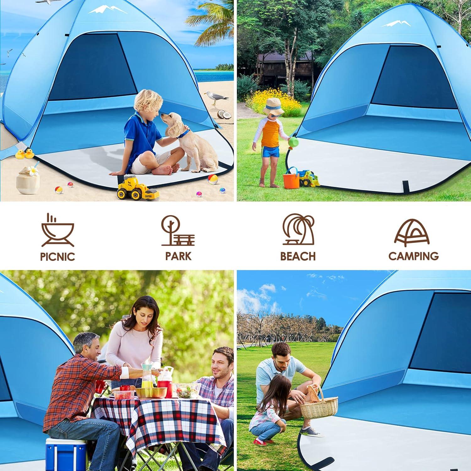 Strandmuschel Pop Up UV-Schutz 50+ für 2-4 Personen - Großes Tragbares