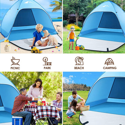 Strandmuschel Pop Up UV-Schutz 50+ für 2-4 Personen - Großes Tragbares
