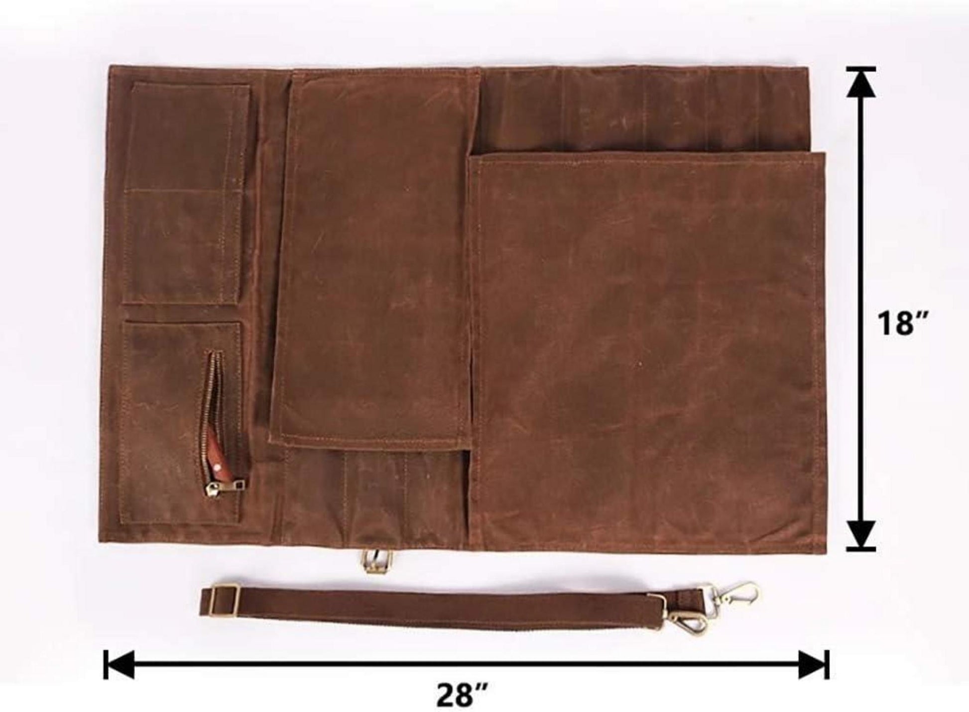 Kochmessertasche für 10 Messer, Schulterriemen, handgefertigt