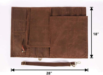 Kochmessertasche für 10 Messer, Schulterriemen, handgefertigt