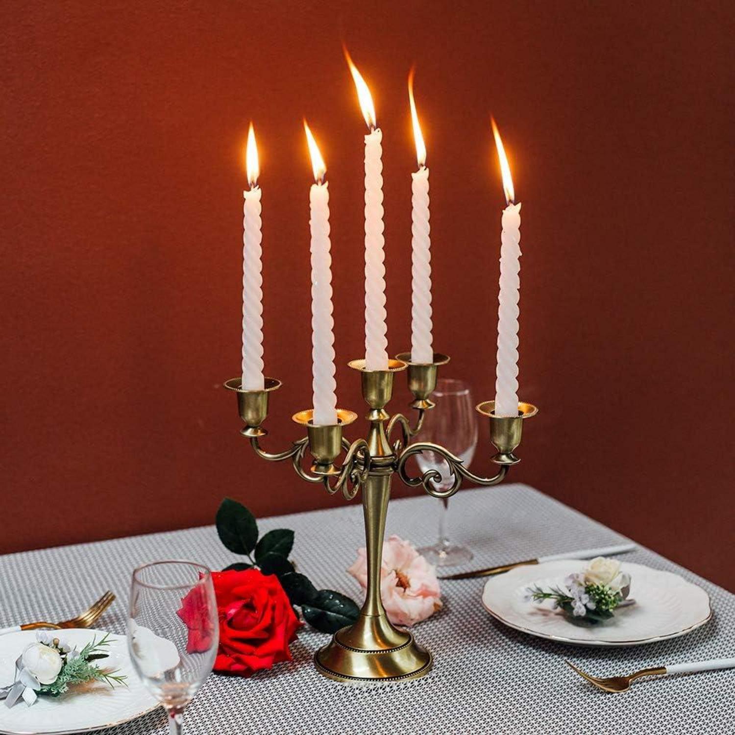 Kerzenständer Aluminium Esstisch Deko Abendessen Kerzenlicht 5-Armig