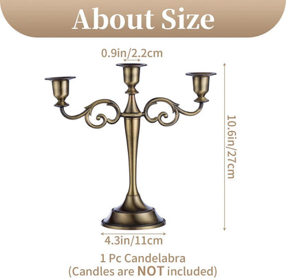 Aluminum Kerzenständer Hochzeit Esstisch Deko Bronze 3-armig 11*27cm