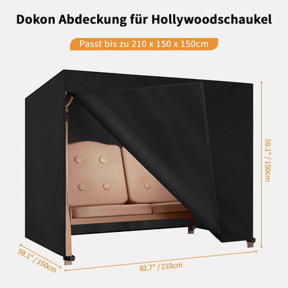 Dokon Hollywoodschaukel Abdeckung 3 Sitzer 600D Schwarz