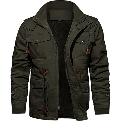 Herren Winterjacke Militärstil Warm Gefüttert Armeegrün