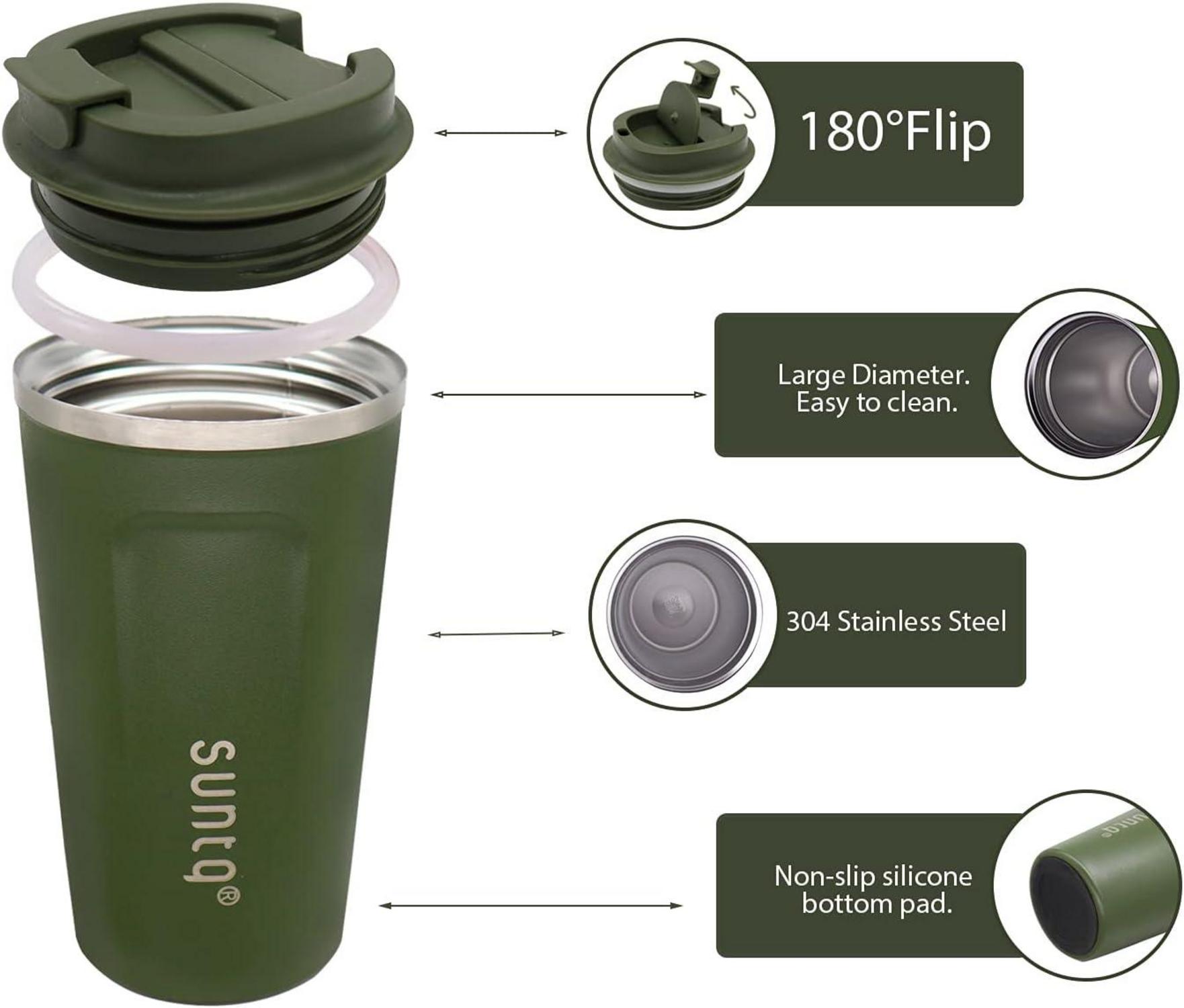 SUNTQ Kaffeebecher Edelstahl Thermobecher Doppelwand Isoliert 380ml