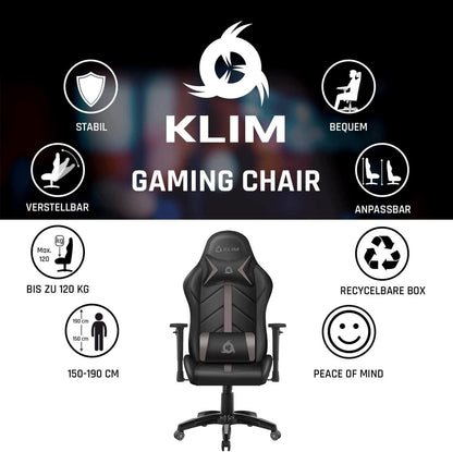 Gaming Chair 2024 Rücken Kopfstütze Armlehnen Räder Grau