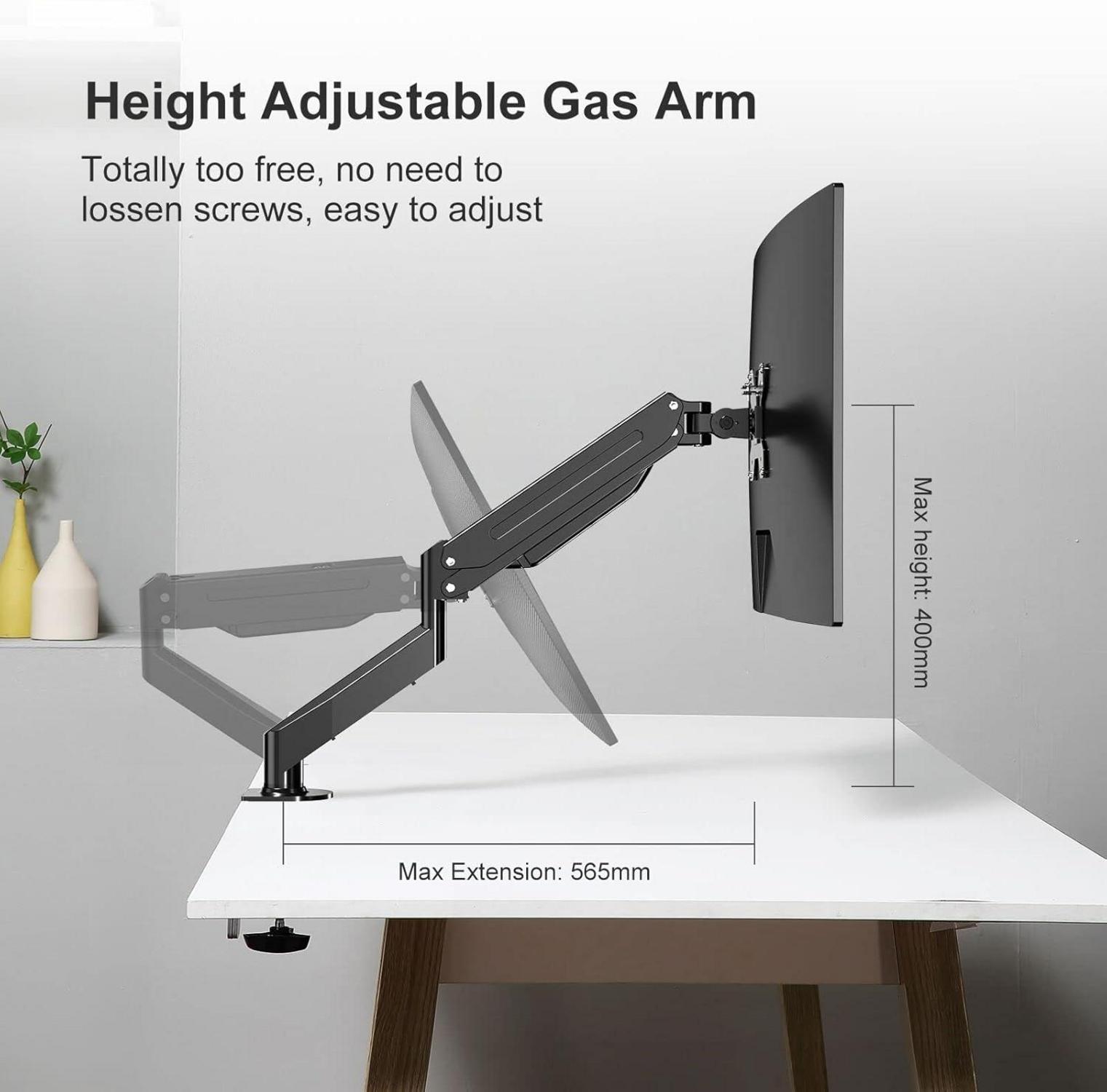 Monitor Halterung Gasfeder Höhenverstellbar 17-27 Zoll VESA 75/100 6kg