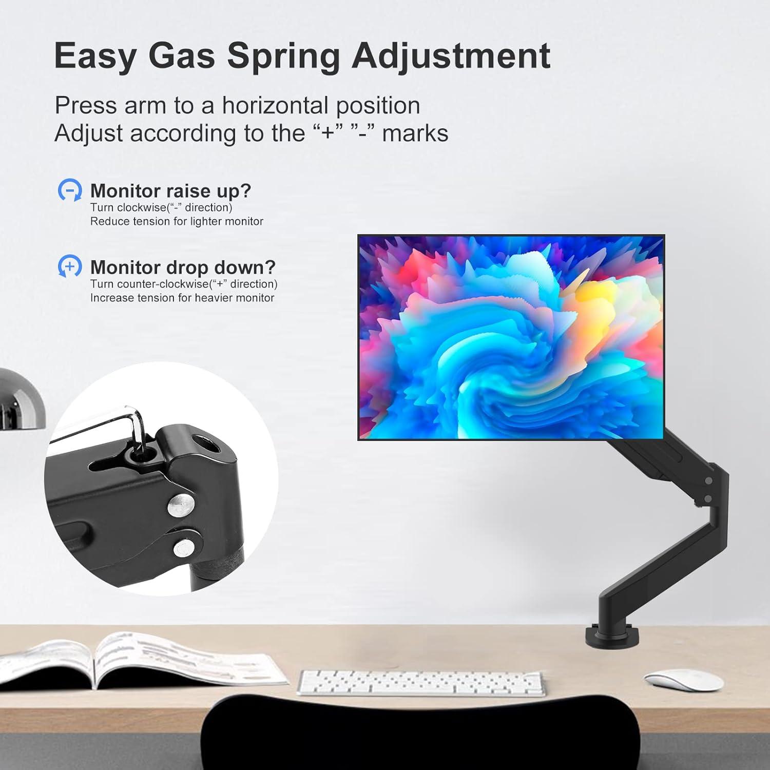 Höhenverstellbarer Gasfeder-Monitorarm 17-27 Zoll VESA 75/100mm 6kg