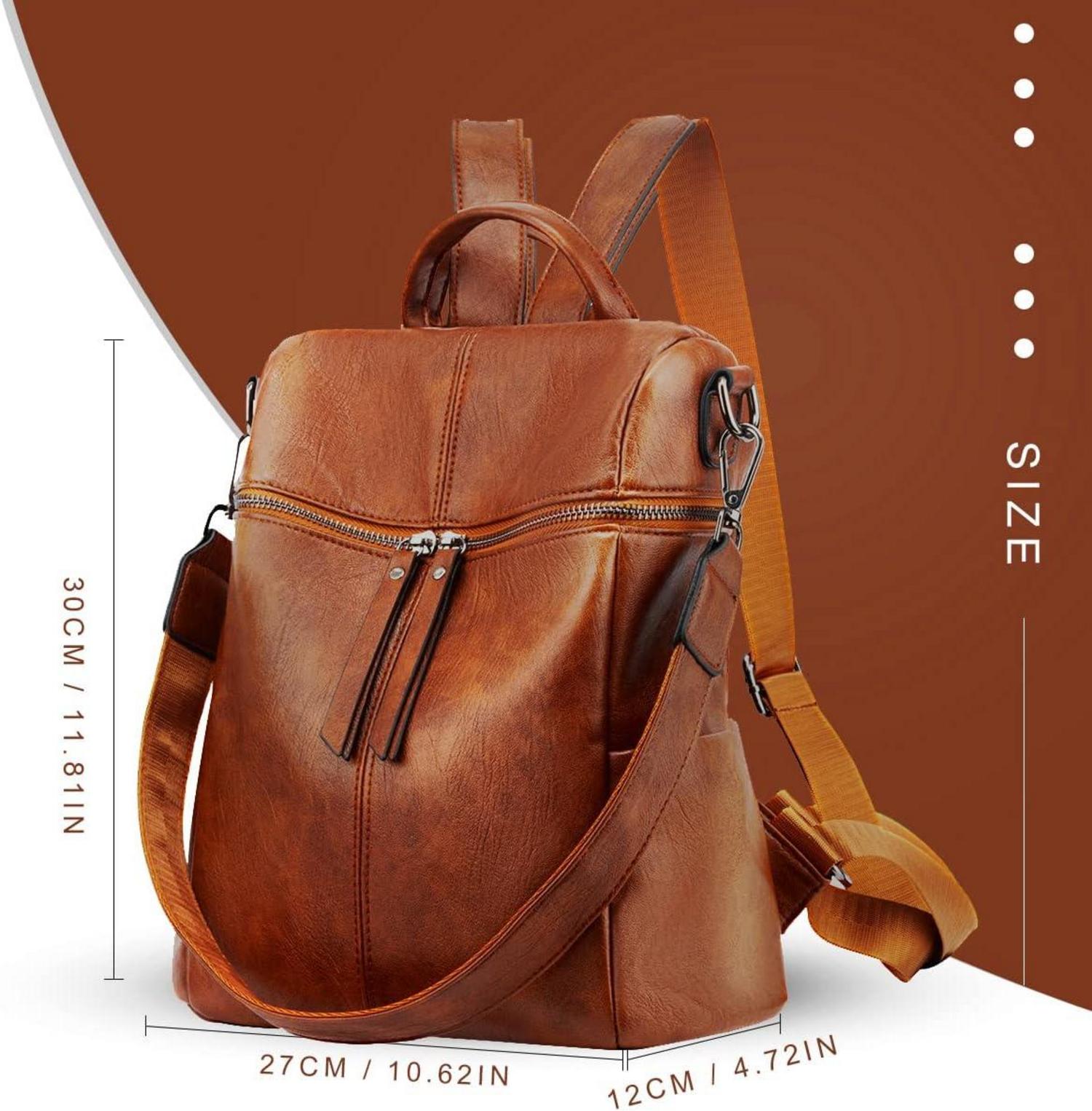 Kleiner Damen Rucksack aus PU Leder Braun 28x15x30cm