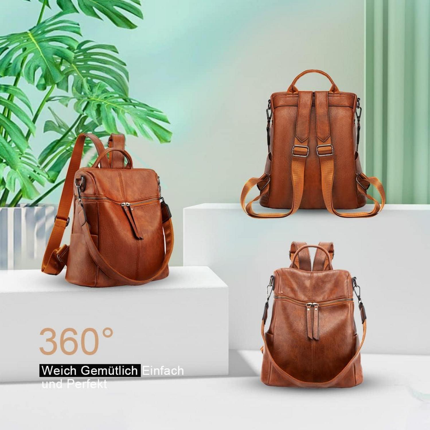 Rucksack Damen klein Anti diebstahl pu Leder Schultertasche Handtasche