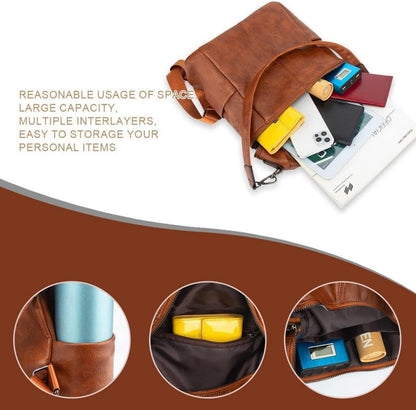 Leathario Damen Rucksack klein pu Leder Anti-Diebstahl Braun