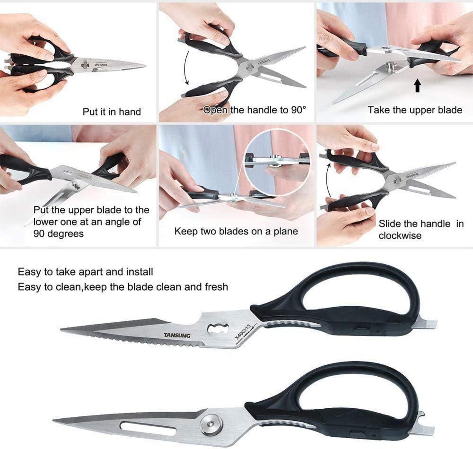 Küchenschere Edelstahl 23,5cm Trennbare Klingen Multifunktion