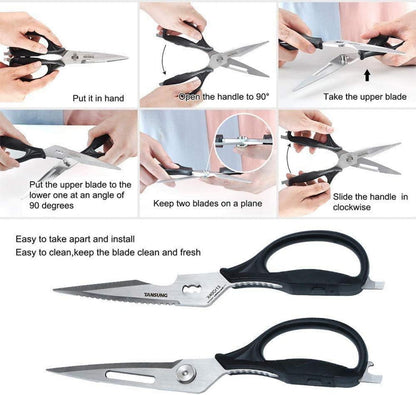 Küchenschere Edelstahl 23,5cm Trennbare Klingen Multifunktion