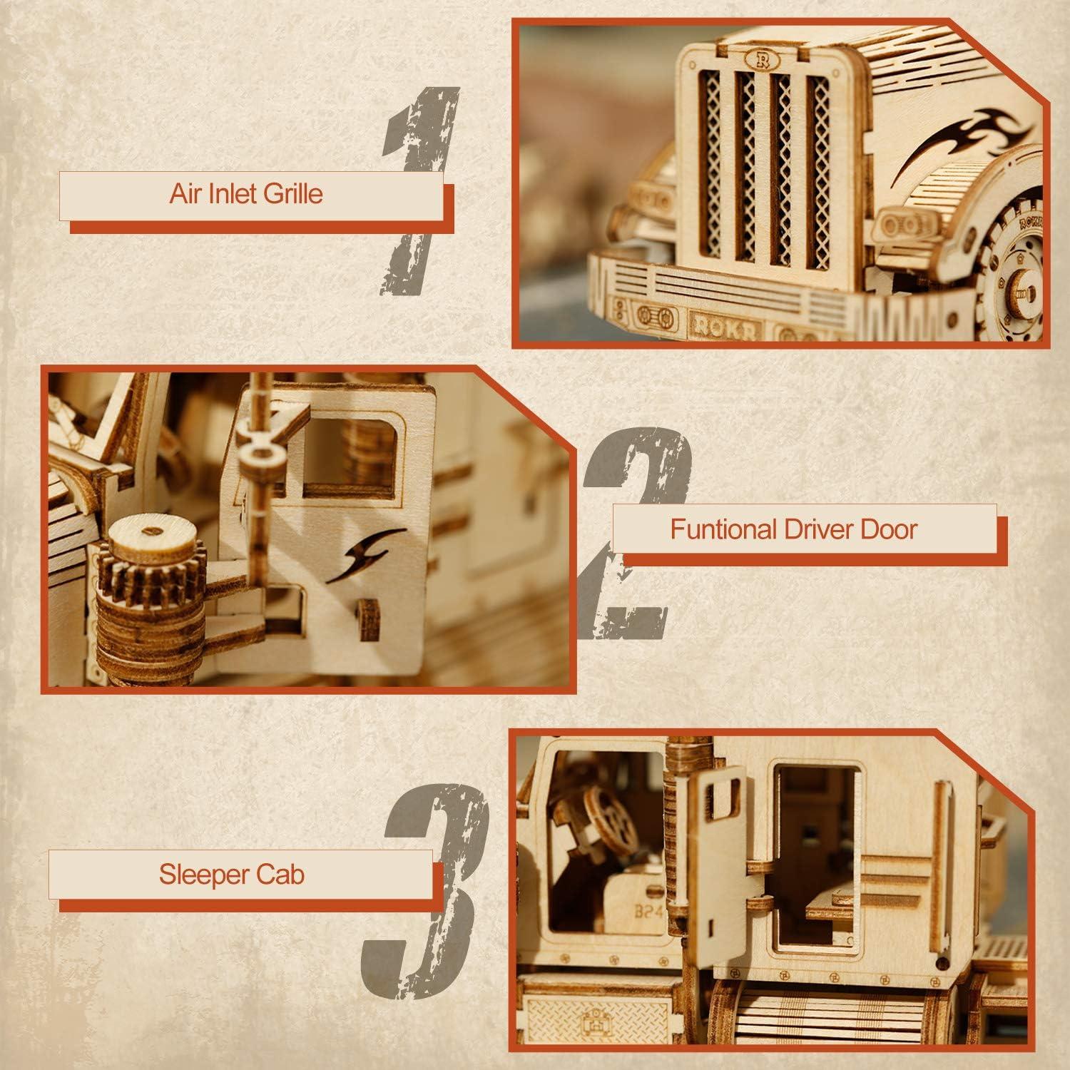 ROKR 3D Puzzle Lastwagen Holzbausatz Weihnachten Geburtstagsgeschenk