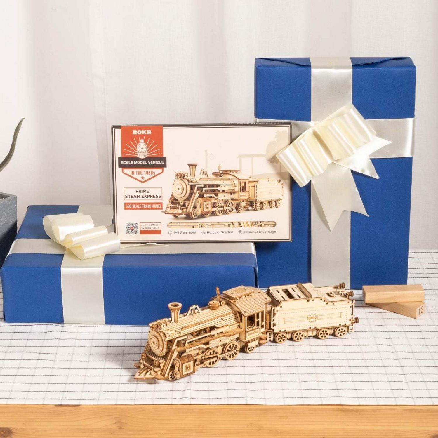 3D Puzzle Dampflokomotive Holzbausatz - DIY Modellbau Geschenk