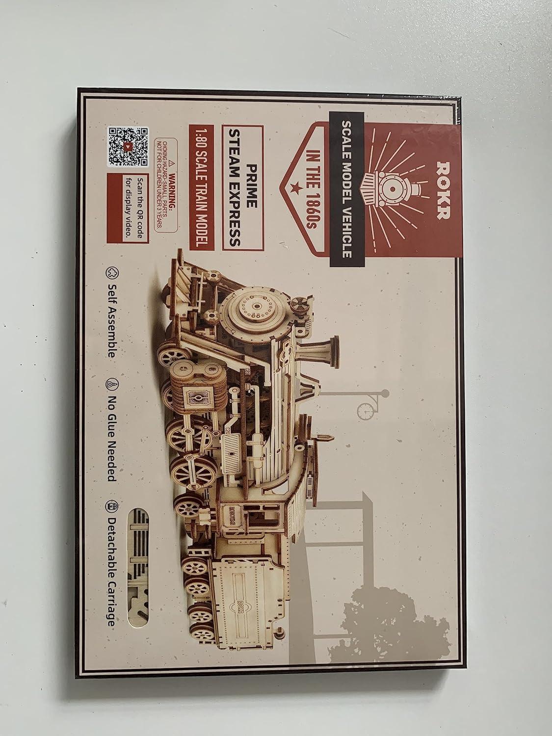 ROKR 3D Puzzle Express Dampflokomotive Holzbausatz - Holzpuzzle Modellbau Weihnachten Geburtstagsgeschenk