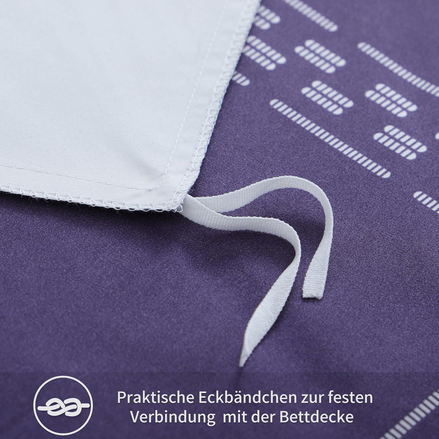 Bettwäsche Set 135x200cm Lila Karo Mikrofaser Bügelfrei & Weich