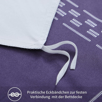 Bettwäsche Set 135x200cm Lila Karo Mikrofaser Bügelfrei & Weich