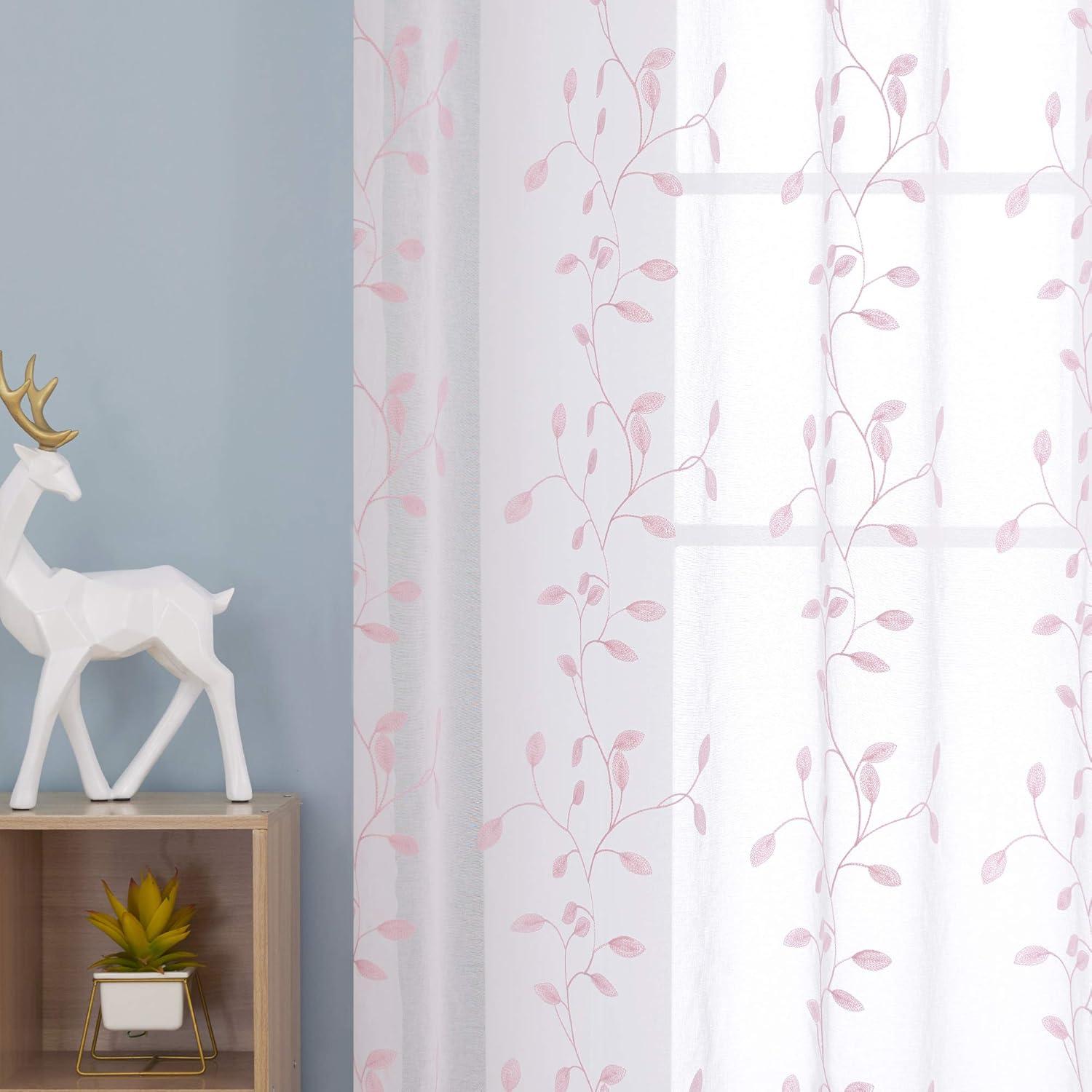 Vorhänge 2er Set Kinderzimmer Mädchen Ösen Transparent Weiß 138x140 cm