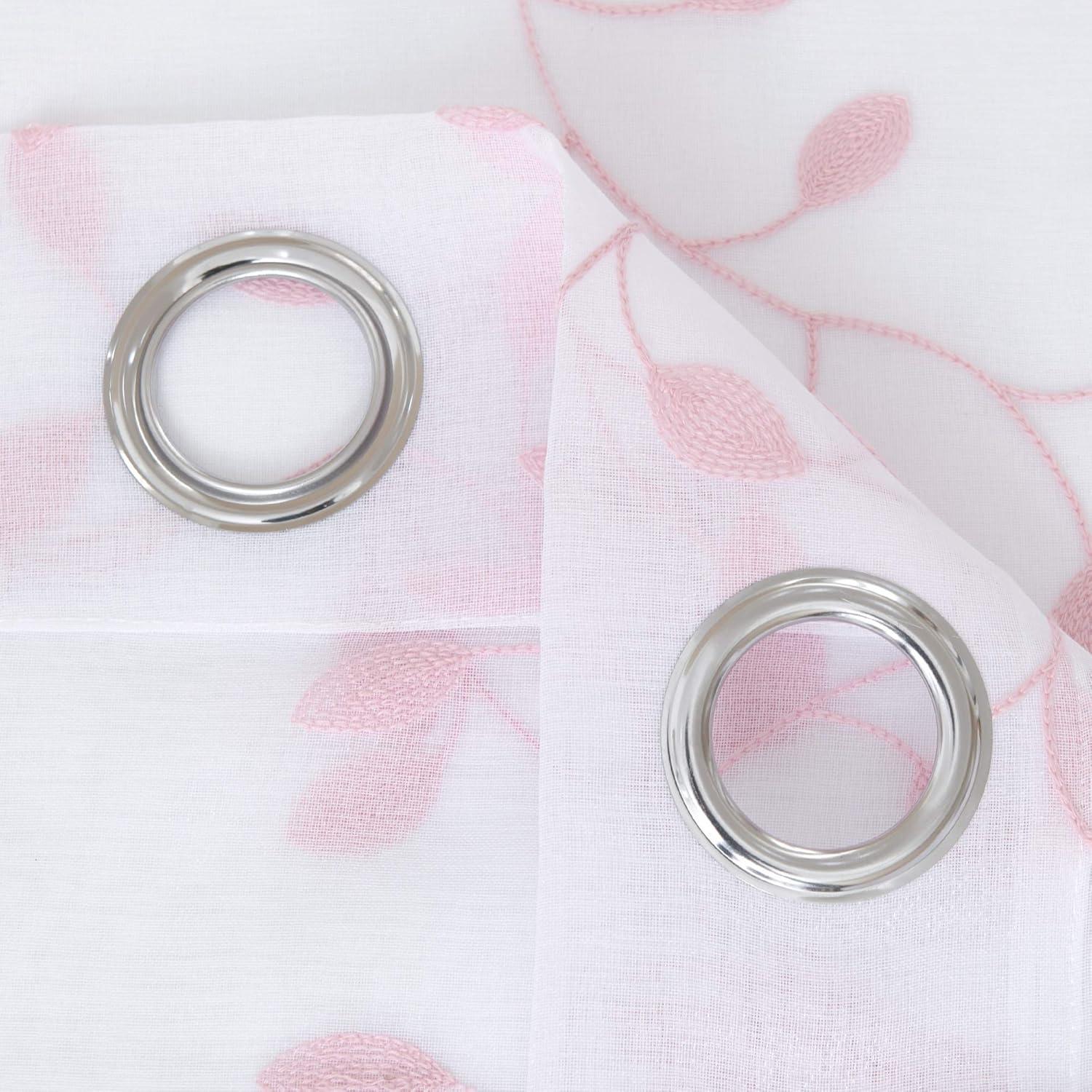 Deconovo 2er Set Vorhänge Kinderzimmer Mädchen Weiß Transparent 138x140 cm Rosa