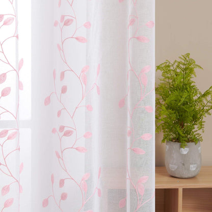 2er Set Vorhänge Kinderzimmer Mädchen 138x140 Weiß Transparent Rosa