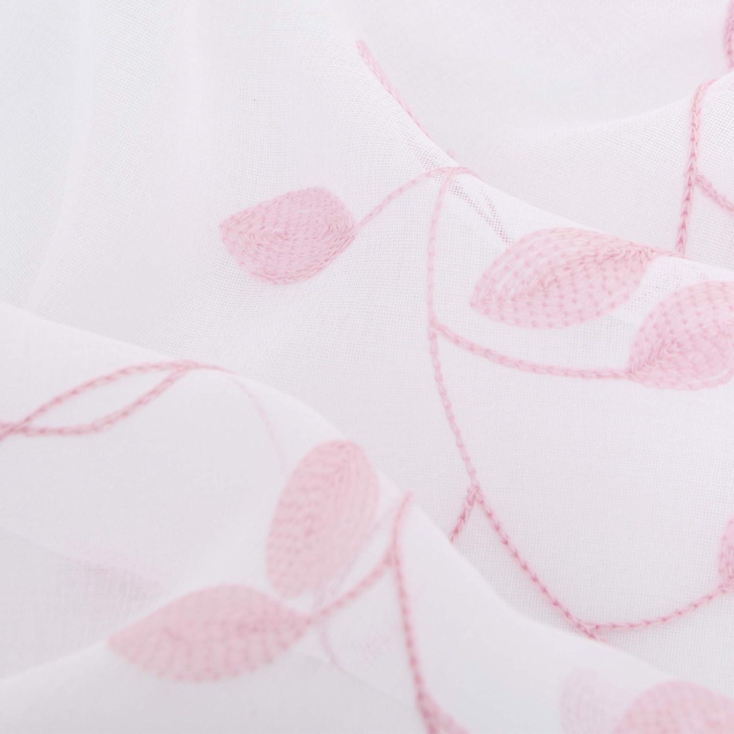 2er Set Vorhänge Kinderzimmer Mädchen 138x140 Weiß Transparent Rosa