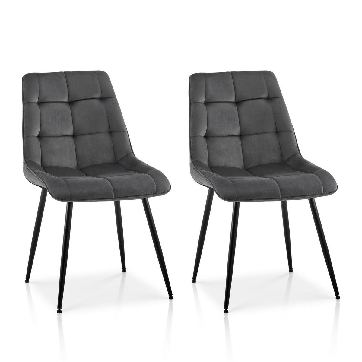 Samt Esszimmerstühle 2er Set – Dunkelgrau, Modern & Bequem